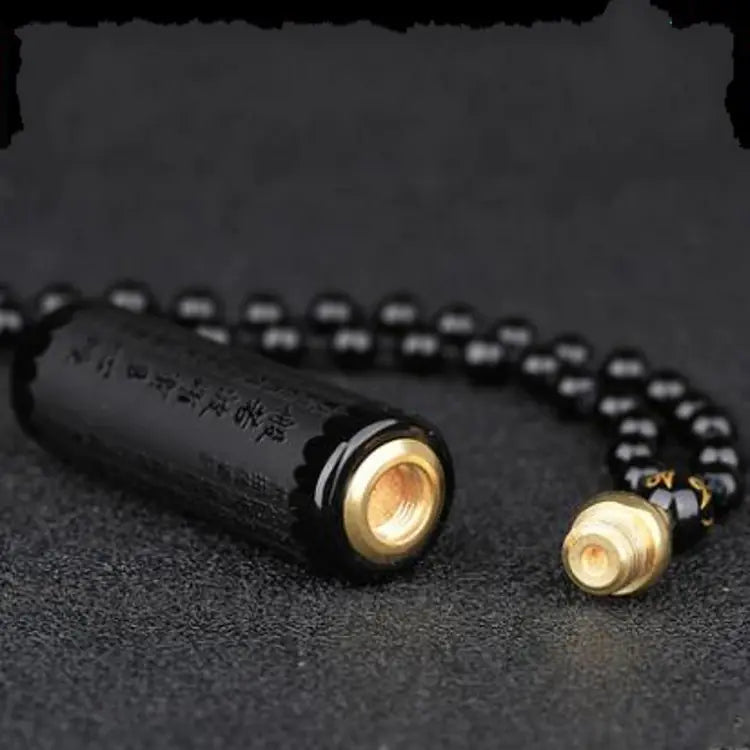 Obsidian Pendant with Diamond Sutra and Heart Sutra