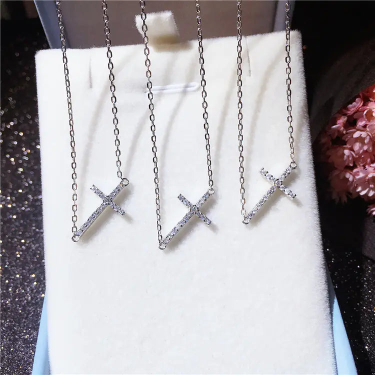 S925 Sterling Silver Cross Necklace for Women