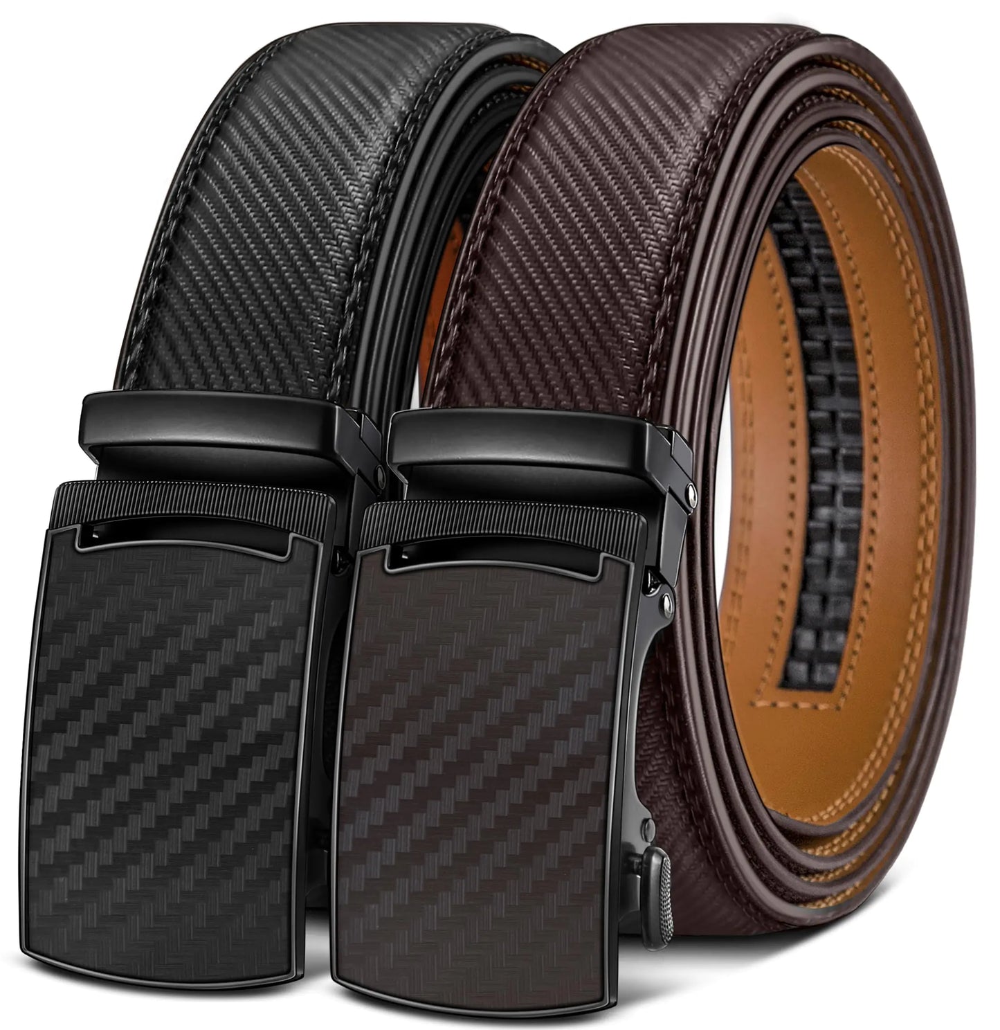 KEMISANT Ratchet 2-Pack Mens Stylish Leather Belts 36"-42"
